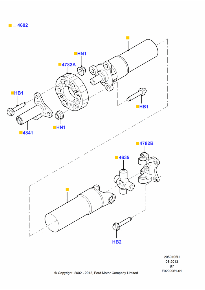 05H - Drive Shaft - Rear Axle Drive, 2WD, 5.4L Modular SOHC V8; 18/MAR/2002-03/FEB/2003