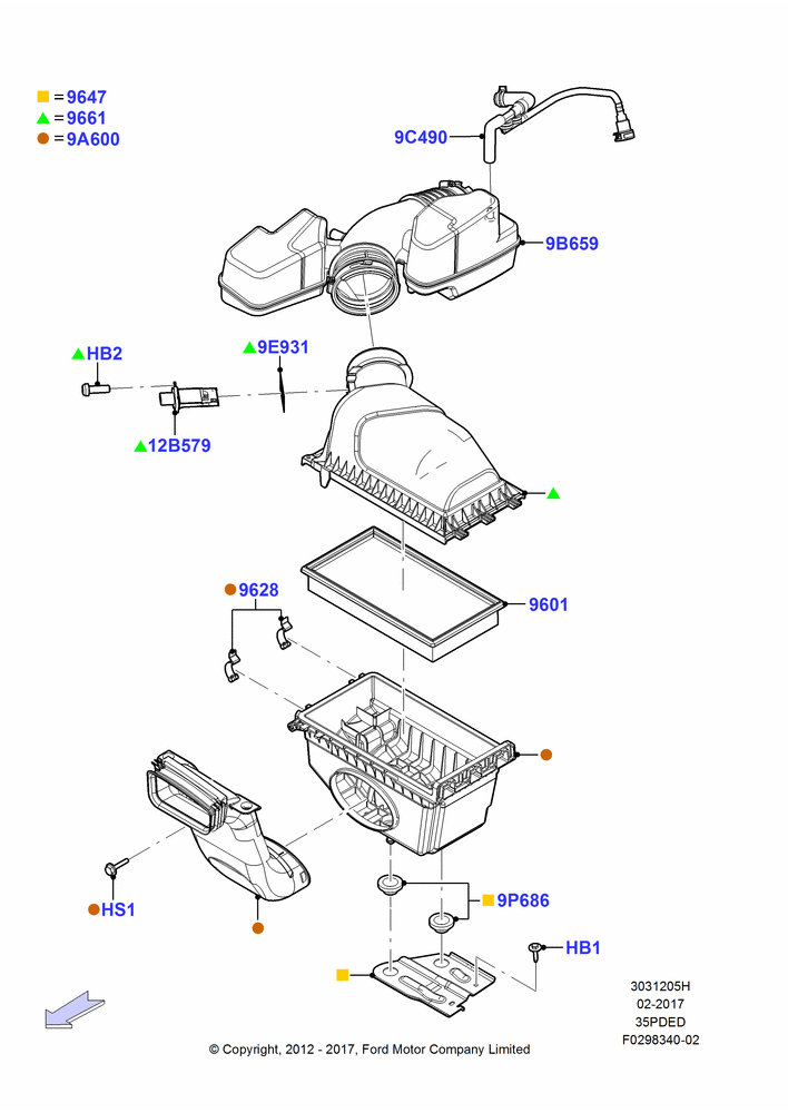05H - Air Cleaner, 3.5L Cyclone V6 Petrol TIVCT; 09/JAN/2012-04/MAY/2015