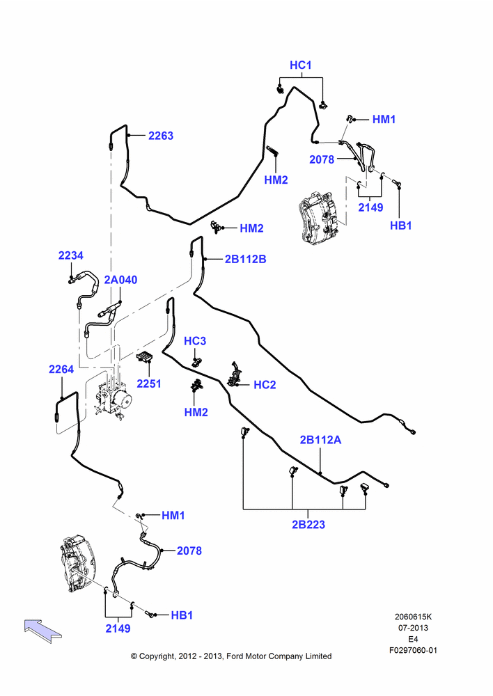 FRONT BRAKE LINES, All Reg/Extended Vans/Wagons, With Roll Stability Control