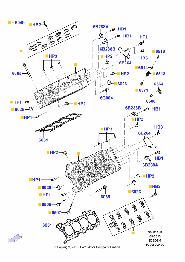 15B - Cylinder Head, MOD 5.0L-4V DOHC SEFI NA; 28/OCT/2013-23/DEC/2014