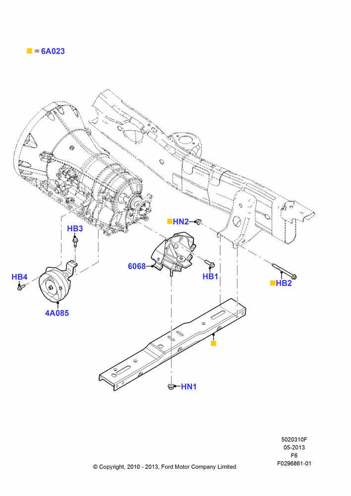 10F - Transmission Mounting, 2WD, 3.5L V6 Gas DOHC TIVCT, 3.7L 4V PFI V6 NA Gas; 03/NOV/2010-23/DEC/2014