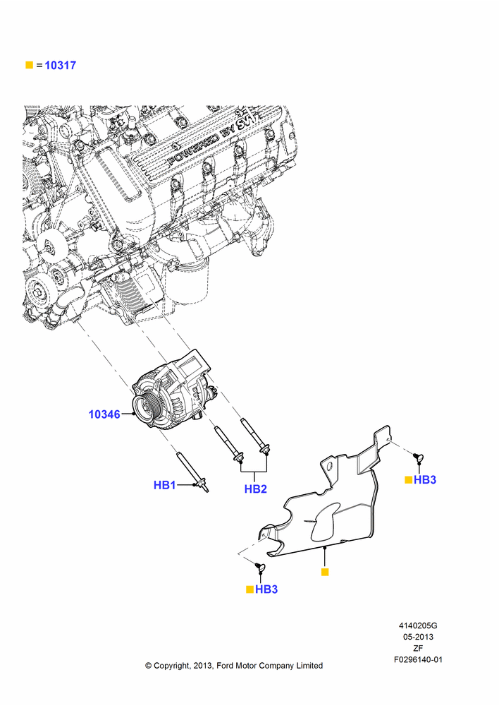 05G - Alternator and Mountings, 5.8L DOHC SC GAS; 27/FEB/2012-27/JUN/2014