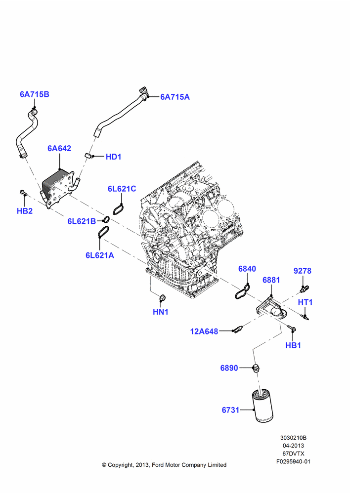 10B - Oil Cooler and Filter, 6.7L 4V V8 T/C Diesel; 01/SEP/2013-05/JUL/2016