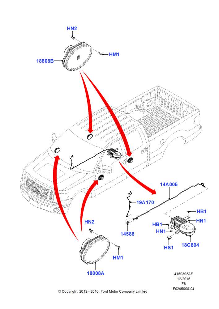 05AF - Speakers, AM/FM CD/Clock, Crew Cab, Radio Subwoofer B; 28/OCT/2013-23/DEC/2014