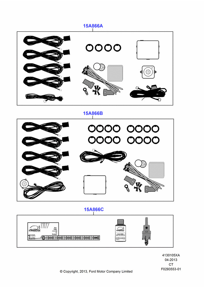 05XA - Parking Distance Control, Accessory; 29/APR/2013-01/AUG/2019