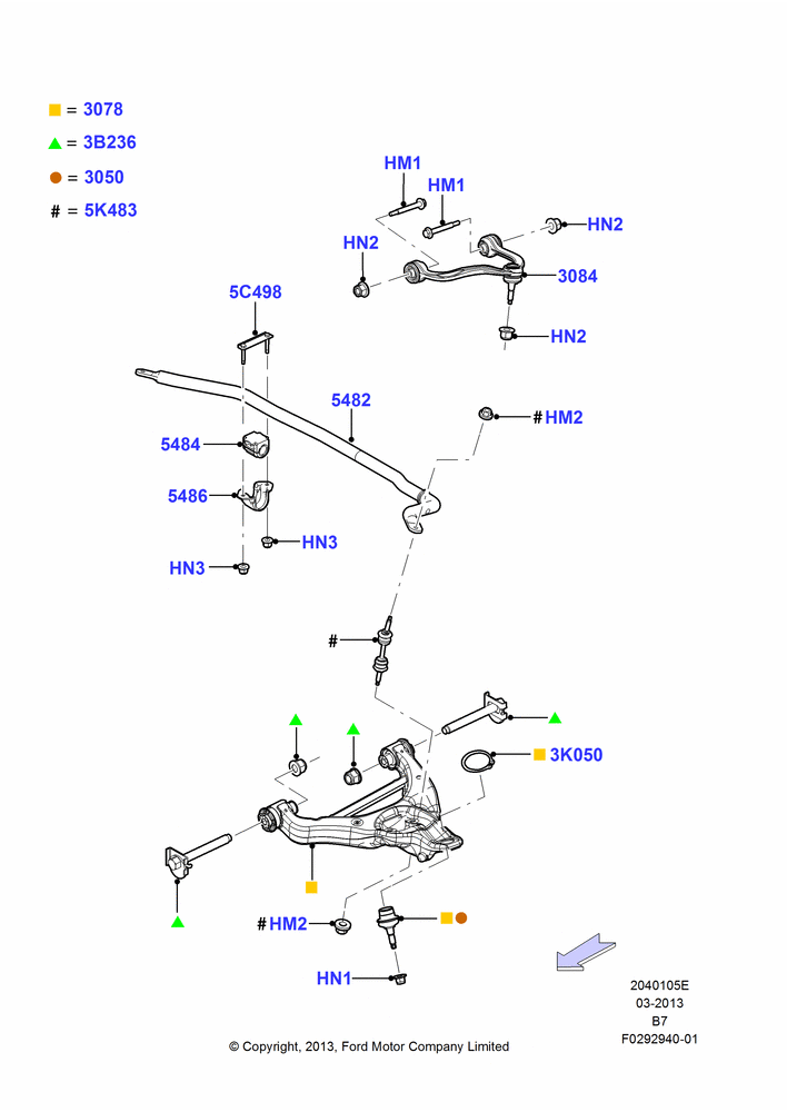 05E - Front Susp.Arms/Stabilizer/X-Member; 19/AUG/2013-30/JUN/2017