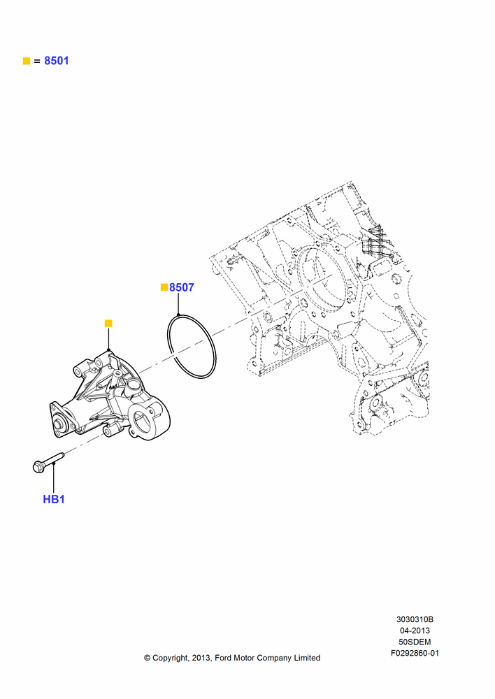 Water Pump, MOD 5.0L-4V DOHC SEFI NA