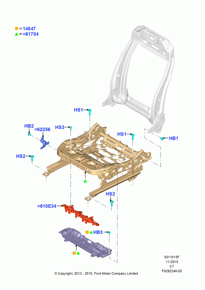 15F - Front Seat Base, With Pass 10 Way Power Seat Adjust; 04/NOV/2013