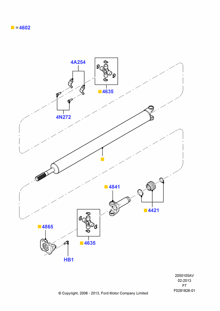05AV - Drive Shaft - Rear Axle Drive, 141"/3581MM Wheelbase, 4WD, All 450/550 Series, 1 Piece Driveshaft; 18/DEC/2006-12/FEB/2010