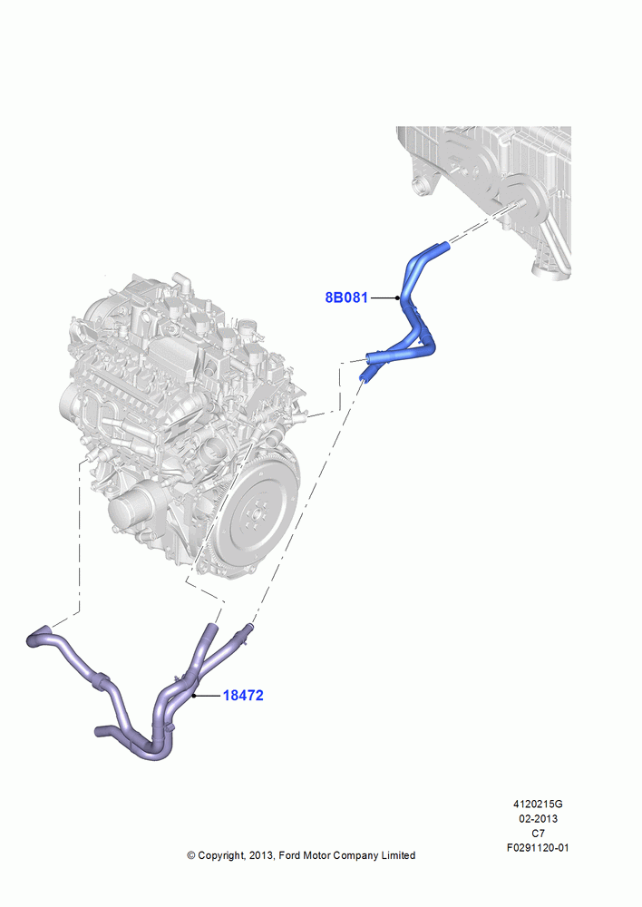 15G - Heater Hoses, 1.5L GTDI I4, Standard Electric Starter Motor; 08/JUL/2013