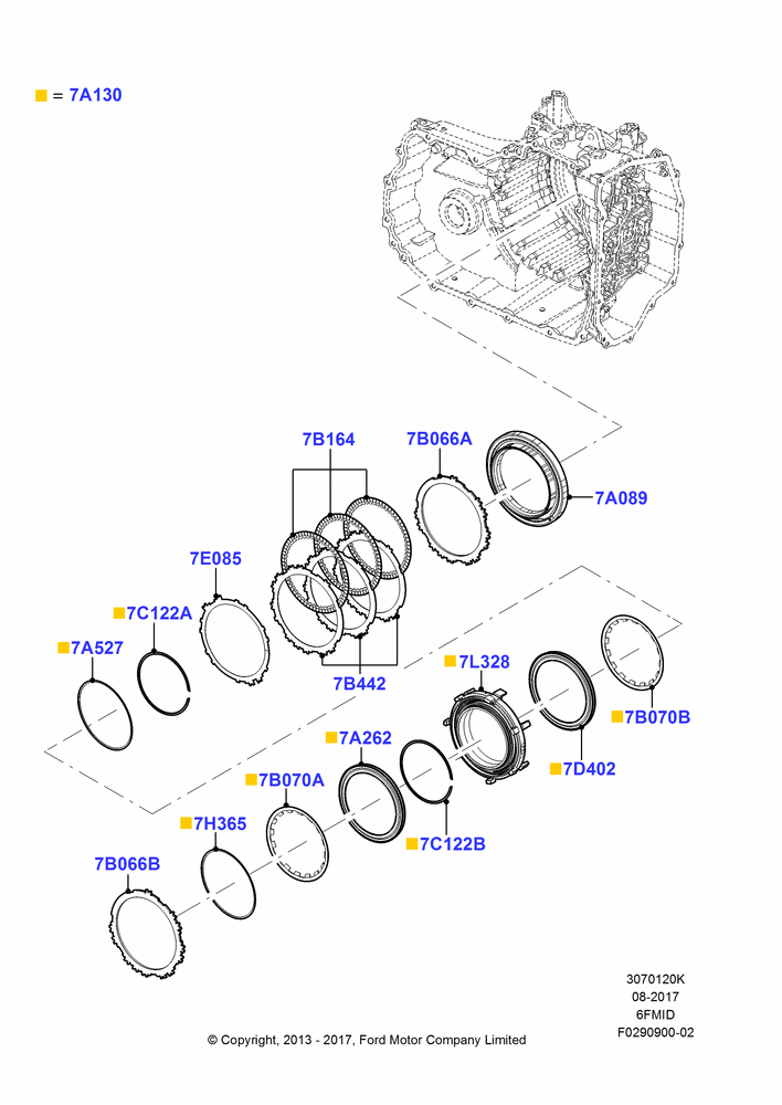 20K - Reverse Clutch and Components, 6 Speed Auto Trans 6F Mid-Range; 03/JUN/2013-03/MAR/2019