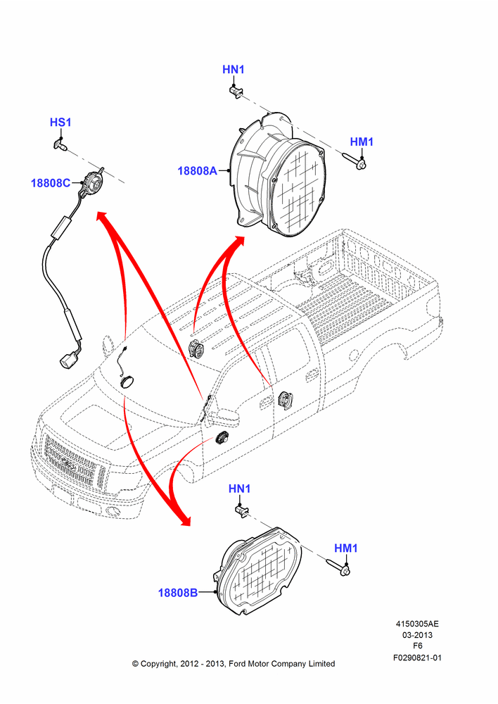05AE - Speakers, Crew Cab, Super Cab, With AM/FM CD Player; 20/AUG/2012-23/DEC/2014