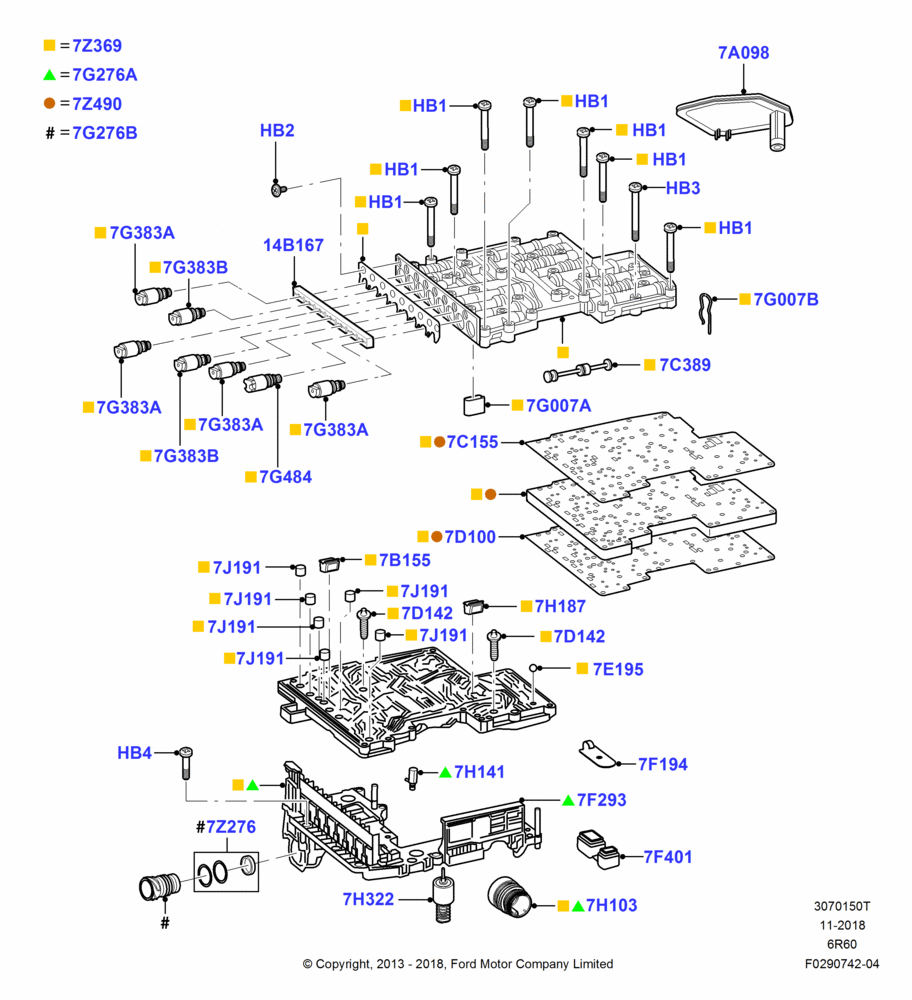 50T - Valve Body - Main Control & Servo's, 6 Speed Automatic Trans (6R80); 28/OCT/2013-23/DEC/2014