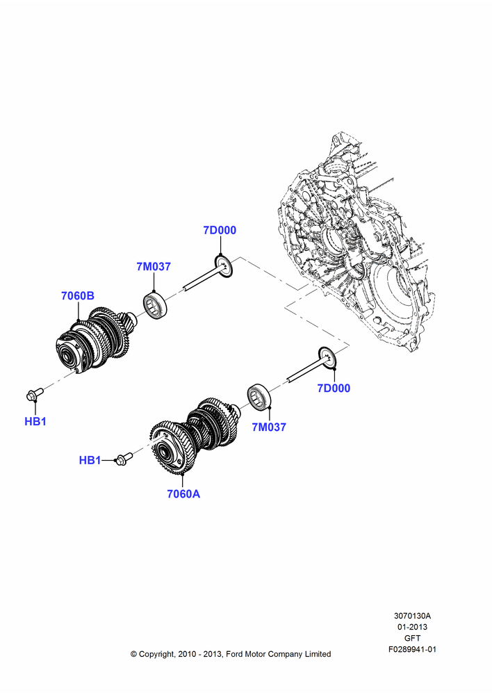 Output Shaft, Gear Sets & Bearings, 6 Speed Auto Trans GFT DPS6
