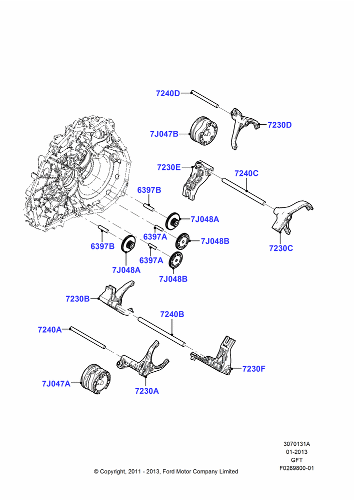 Selector Forks, 6 Speed Auto Transmission DPS6