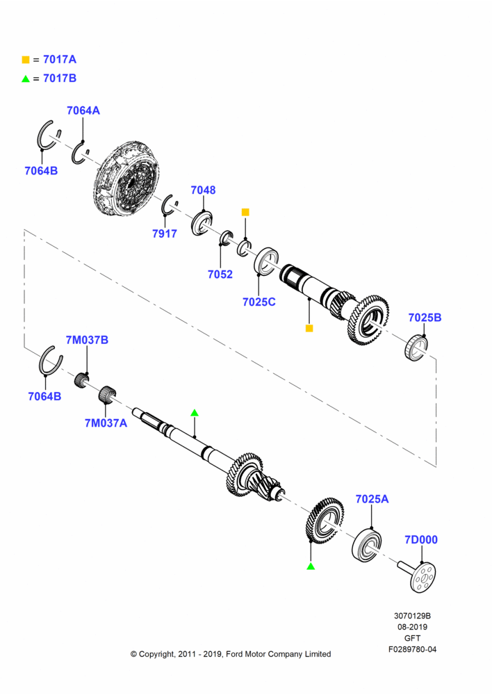 Input Shaft, Gear Sets & Bearings, 6 Speed Auto Transmission DPS6