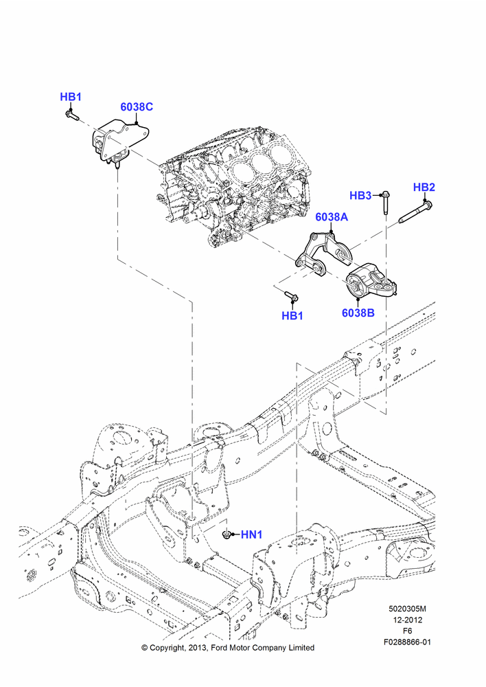 05M - Engine Mounting, 3.5L V6 Gas DOHC TIVCT, With Base Payload Package; 06/FEB/2013-23/DEC/2014