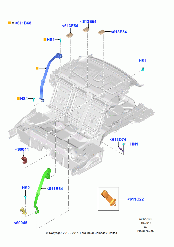 10B - Rear Seat Belts, Less Rear Seat Belts; 08/JUL/2013