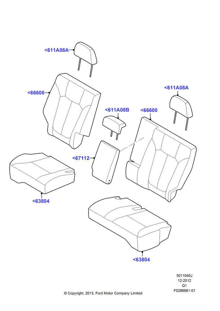 40J - Rear Seat Covers, Ford Series; 13/MAY/2013-24/DEC/2014