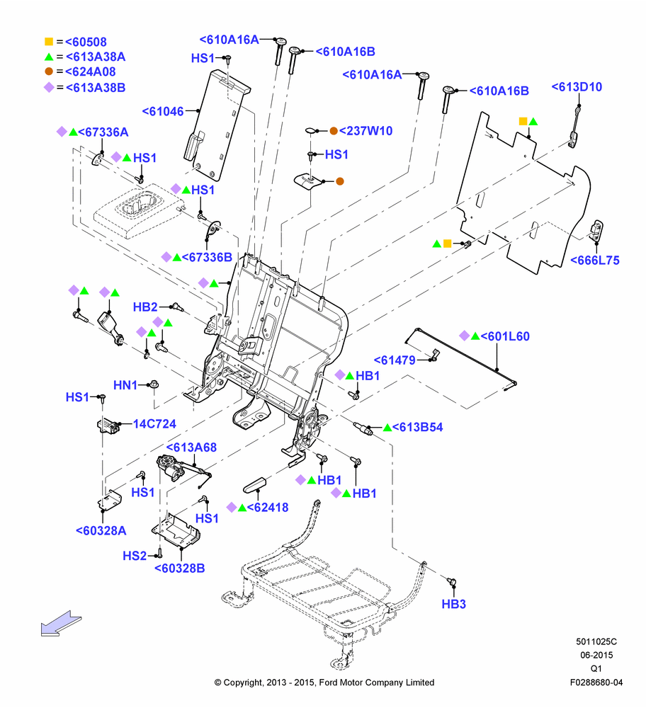 25C - Rear Seat Back, 60% Seat, LH Seat; 14/AUG/2013-24/DEC/2014