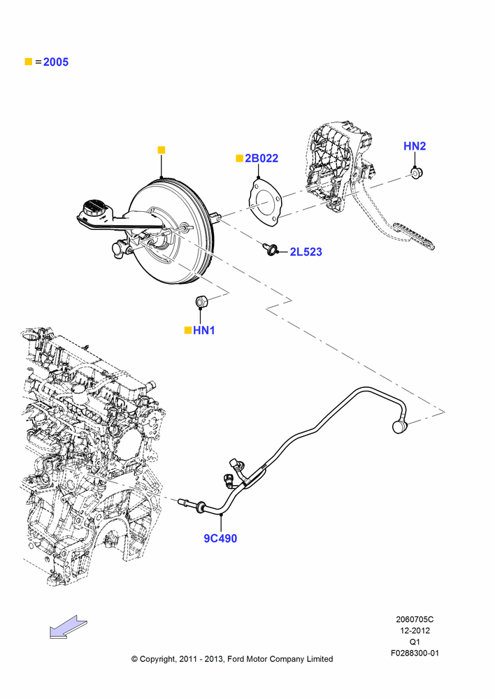 05C - Brake Booster, 2.0L EcoBoost (240PS); 08/AUG/2011-24/DEC/2014