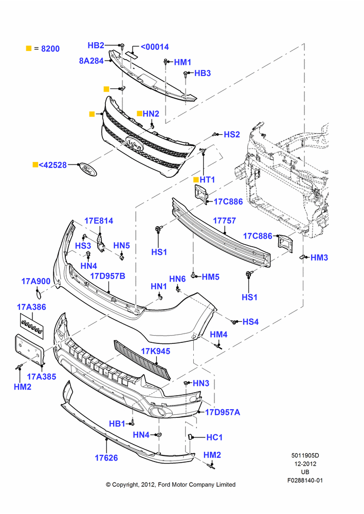 05D - Radiator Grille and Front Bumper, Sport; 04/SEP/2012-04/MAY/2015