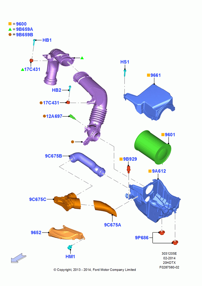 05E - Air Cleaner, 2.0L EcoBoost (240PS) - MI4; 03/JUN/2013-21/MAR/2016