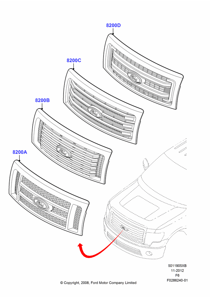 05XB - Radiator Grille and Front Bumper, Accessory; 18/AUG/2008-23/DEC/2014