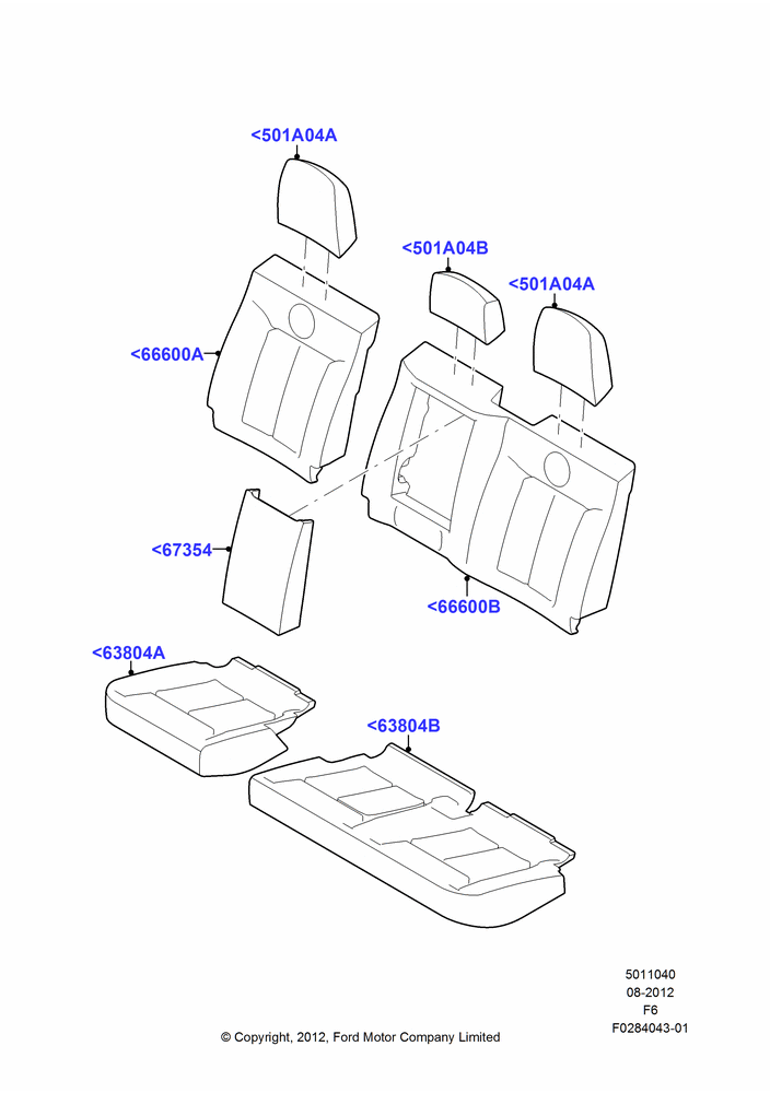 40S - Rear Seat Covers, Crew Cab, With 2nd Row Folding Armrests; 20/AUG/2012-23/DEC/2014