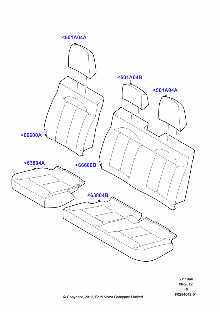 40R - Rear Seat Covers, Crew Cab, Less 2nd Row Folding Armrests; 20/AUG/2012-23/DEC/2014