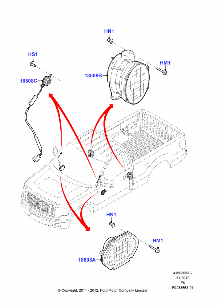 05AC - Speakers, Prem AM/FM Stereo/CD CHG/CLK/MP3, Regular Cab, With AM/FM CD Player; 24/OCT/2011-20/AUG/2012
