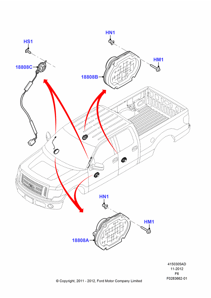 05AD - Speakers, Crew Cab, Prem AM/FM Stereo/CD CHG/CLK/MP3, Super Cab, With AM/FM CD Player; 24/OCT/2011-20/AUG/2012