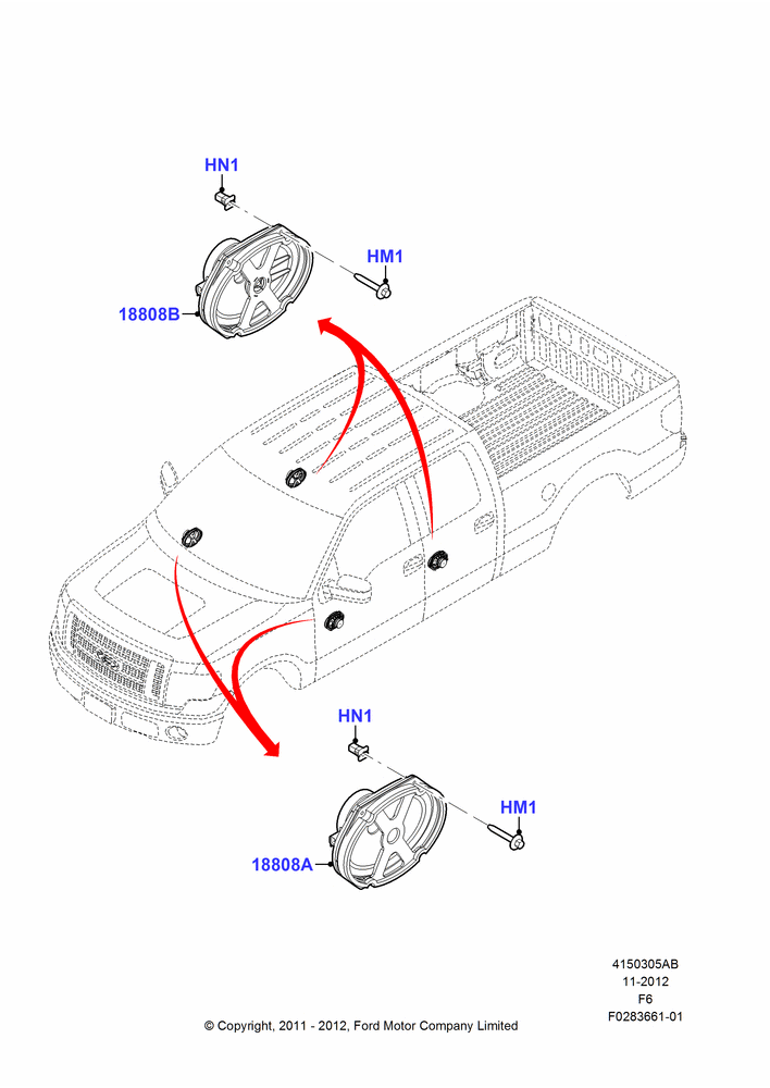 05AB - Speakers, Branded AM/FM/MP3/6 CD In Dash, Crew Cab, Super Cab; 24/OCT/2011-20/AUG/2012