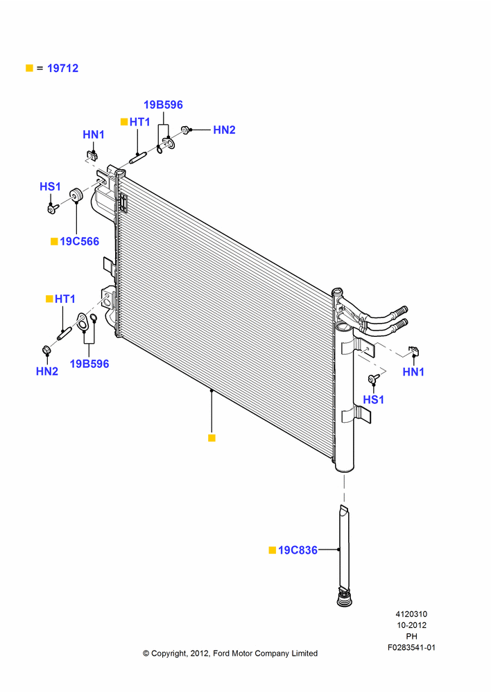 10J - Air Conditioning Condensr/Compressr, 3.7L DOHC V6 Gas., Condenser Assy; 01/OCT/2012-01/MAR/2019
