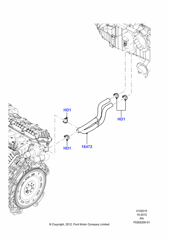 15E - Heater Hoses, 3.7L DOHC V6 Gas.; 01/OCT/2012-01/MAR/2019