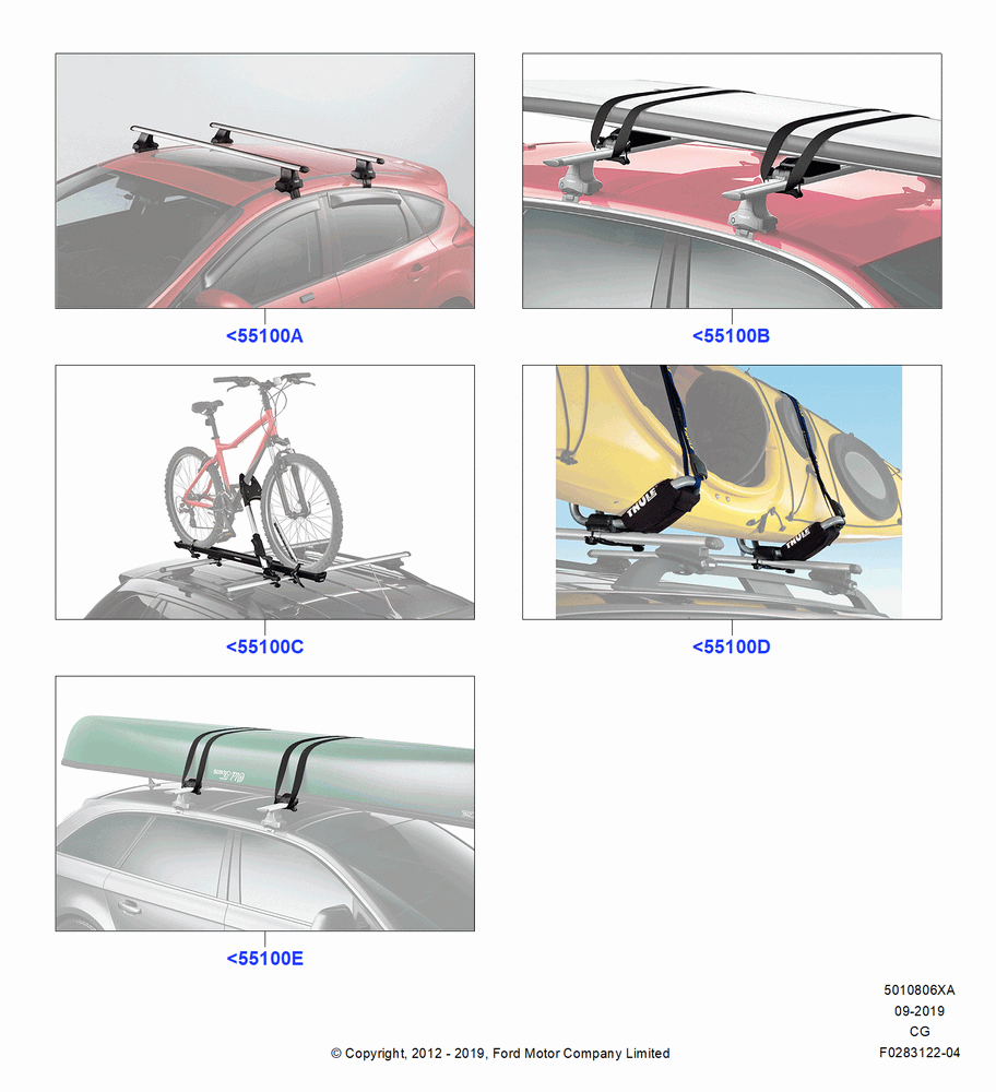 06XA - Accessory Roof Rack Mounting Kits, (+) "NA Market ", Accessory; 23/JUL/2012-26/APR/2018