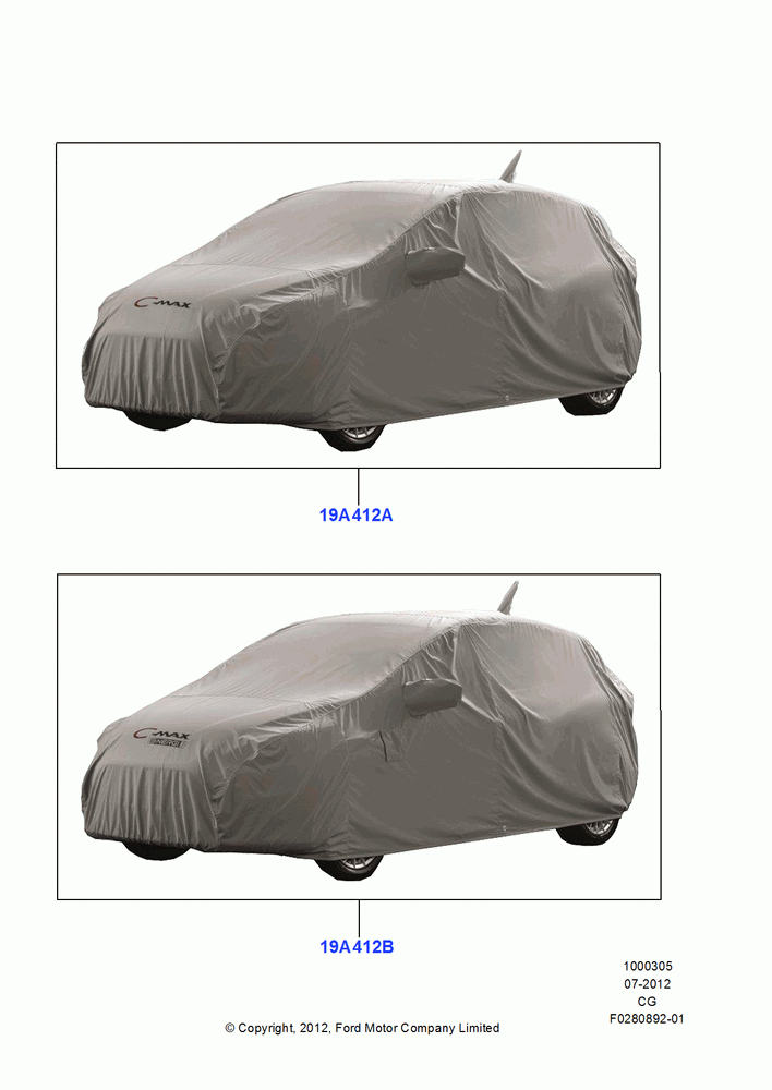 05XA - Appearance And Maintenance Aids, Accessory, Vehicle Cover; 23/JUL/2012-26/APR/2018