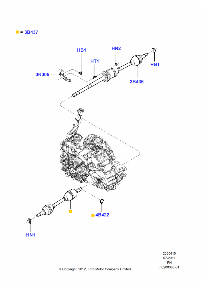 10G - Drive Shaft - Front Axle Drive, 3.5L 4V DOHC VCT SMPI V6 Gas; 18/JUL/2011-06/FEB/2012