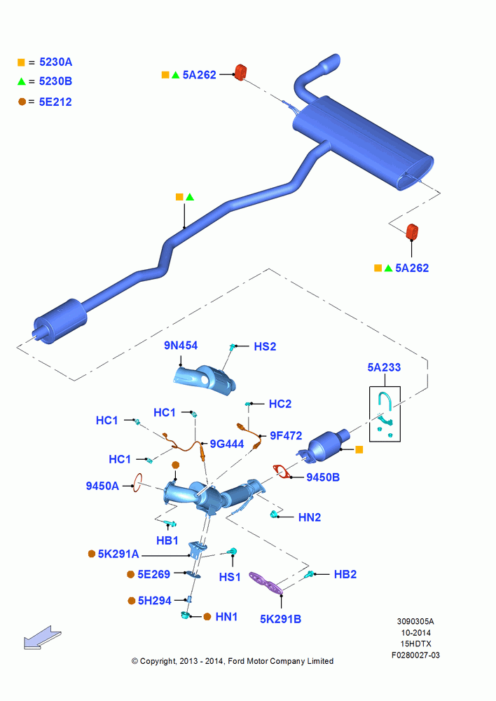 05A - Exhaust System, 1.5L GTDI I4; 15/JUL/2013