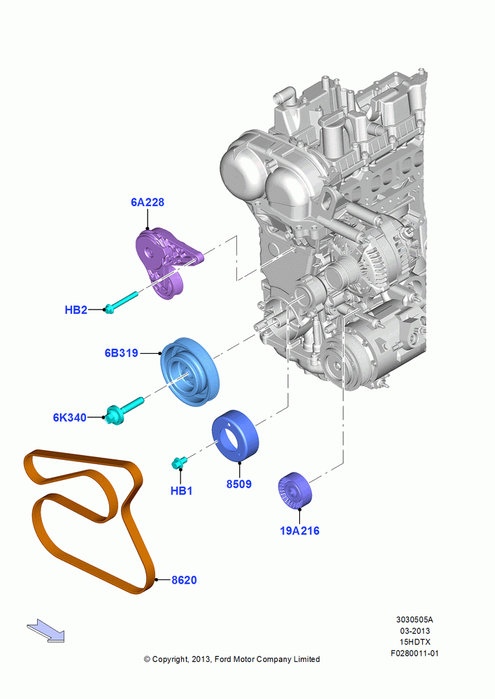 05A - Pulleys and Drive Belts, 1.5L GTDI I4; 15/JUL/2013