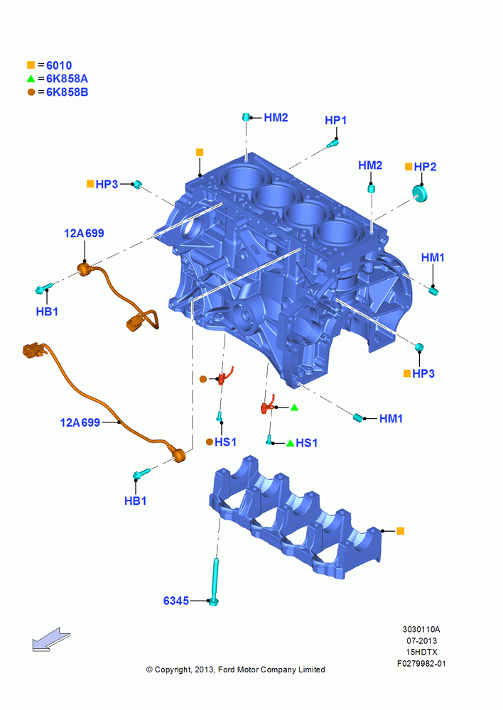 10A - Cylinder Block and Plugs, 1.5L GTDI I4; 15/JUL/2013