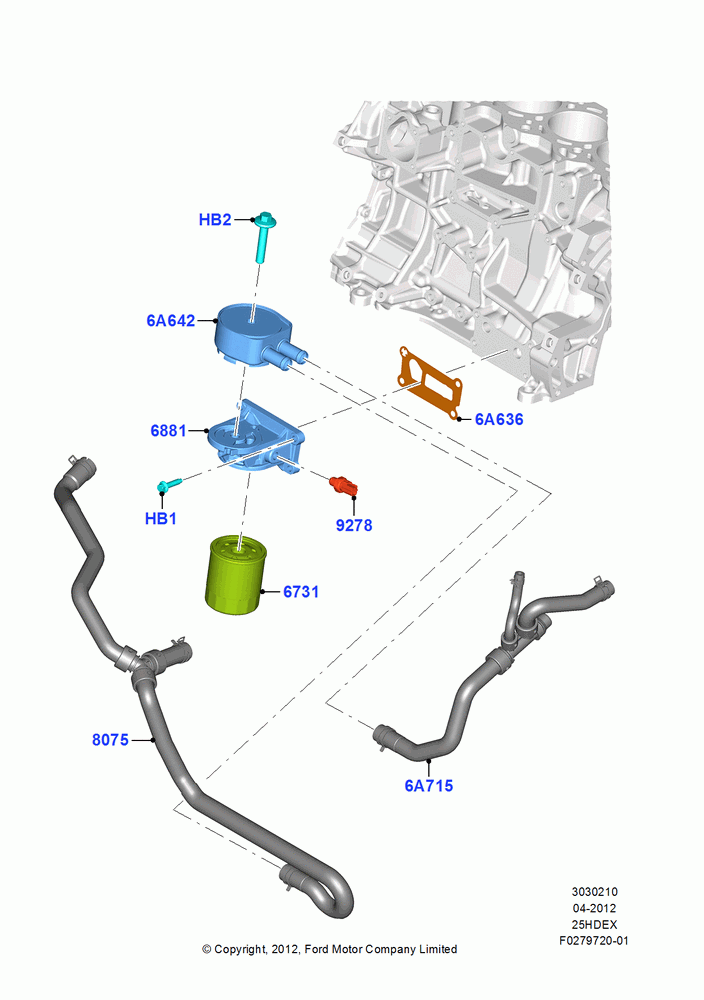 10E - Oil Cooler and Filter, (+)"Mexico", 2.5L Duratec (110kW/150PS), 2.5L Duratec FFV (125kW/170PS); 09/APR/2012-13/AUG/2019