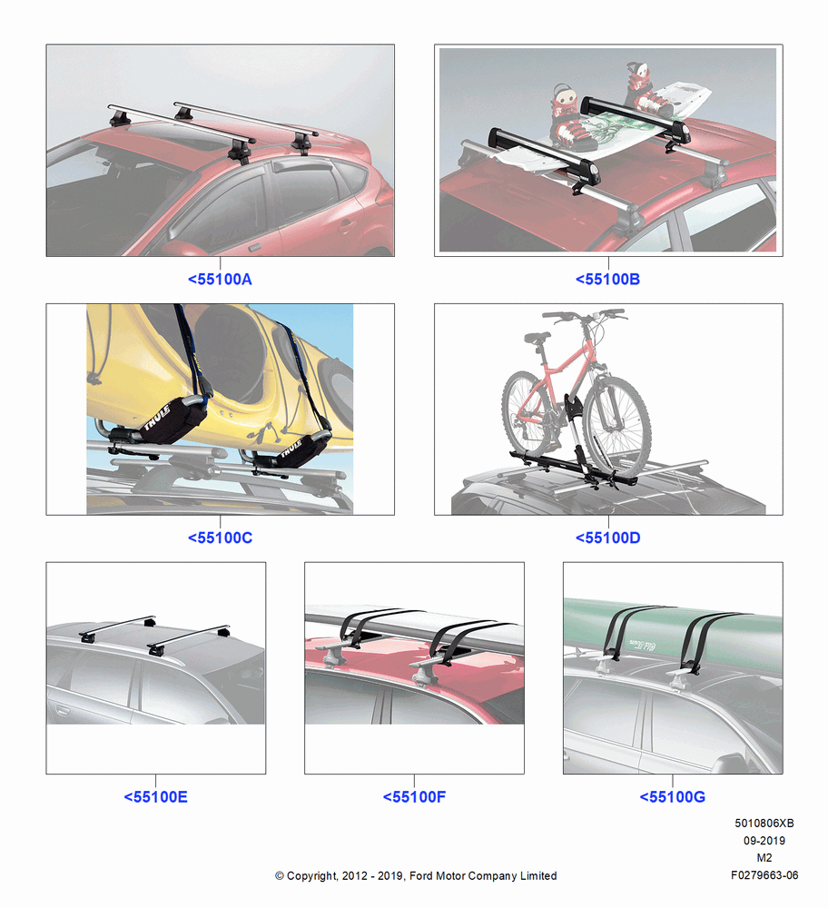 06XB - Accessory Roof Rack Mounting Kits, (+) North American Markets, Thule, Cross Bar, Ski Racks, Bike Racks, Wheel Holder, Kayak And Canoe Carrier; 09/APR/2012-13/AUG/2019