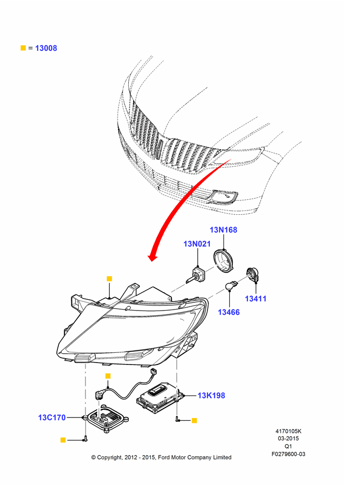 05K - Headlamps and Front Flasher Lamps, High Intensity Discharge Headlamp, Lincoln/Mercury Series; 04/APR/2012-24/DEC/2014