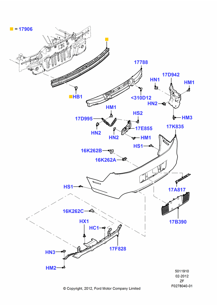 10F - Rear Bumper, GT, V8 Appearance Group; 27/FEB/2012-27/JUN/2014