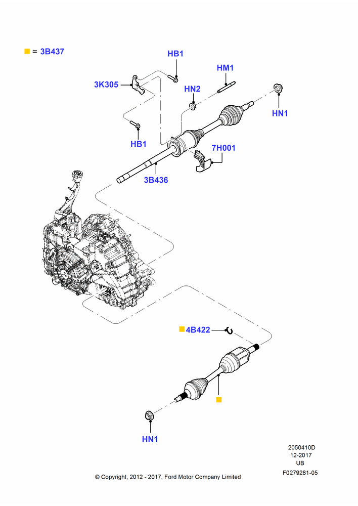 10D - Drive Shaft - Front Axle Drive, 3.5L Cyclone V6 Petrol TIVCT, 3.7L DOHC V6 Gas.; 09/JAN/2012-10/OCT/2013