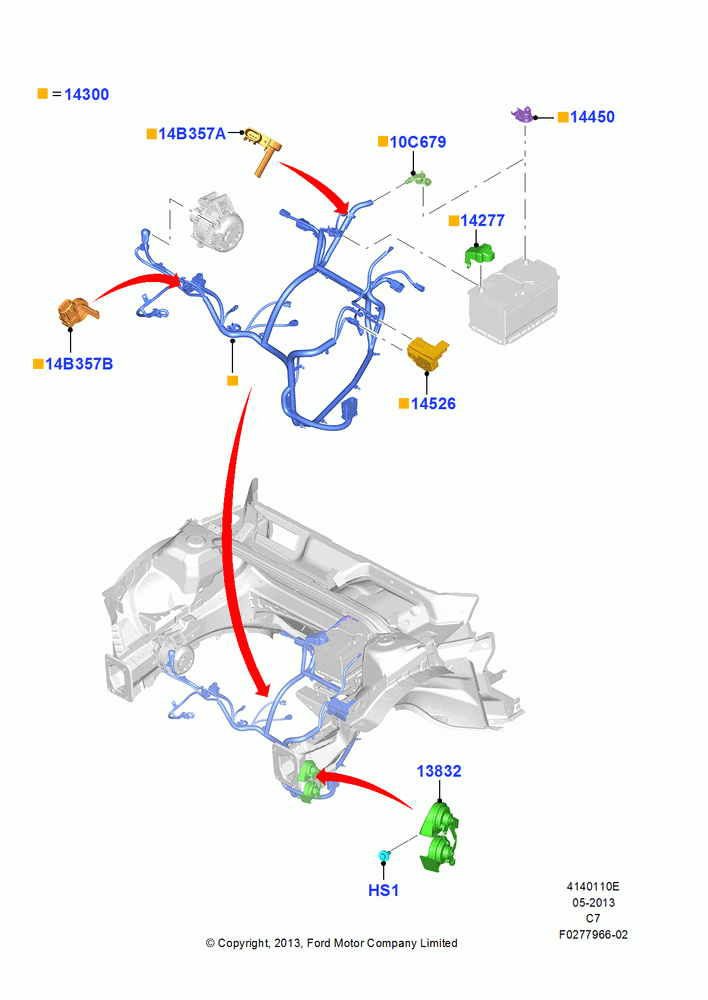 10E - Battery Cables and Horn, 1.5L GTDI I4; 08/JUL/2013