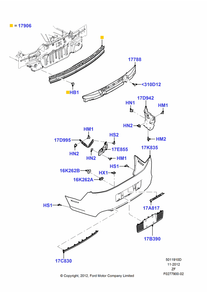 10D - Rear Bumper, GT, Less Appearance Group, Less Special Equipment Package; 27/FEB/2012-27/JUN/2014