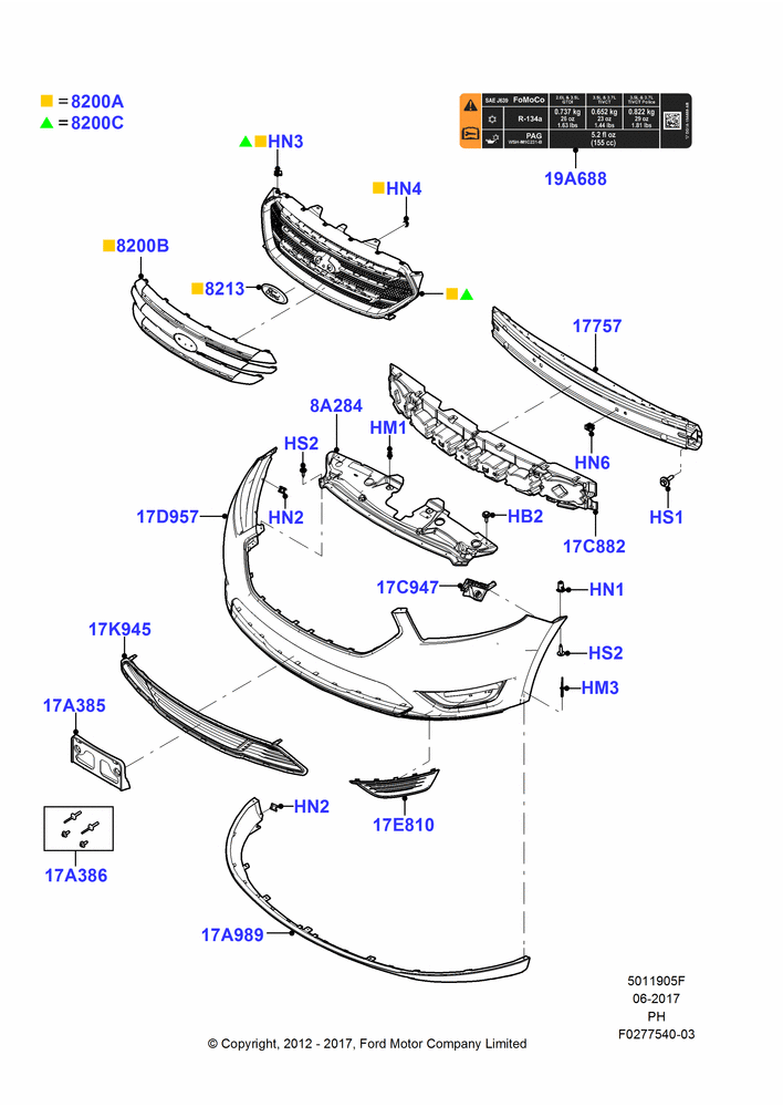 05F - Radiator Grille and Front Bumper, SE Version; 06/FEB/2012-01/MAR/2019