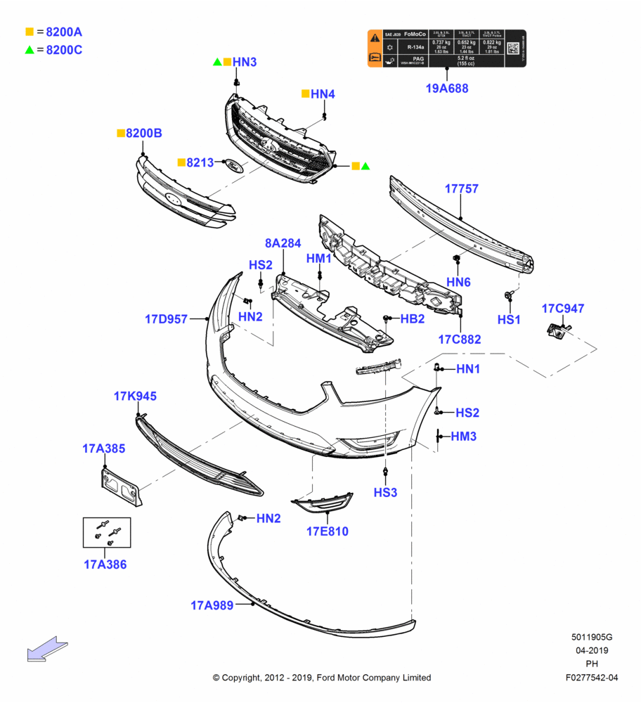 05G - Radiator Grille and Front Bumper, SEL Version; 06/FEB/2012-01/MAR/2019